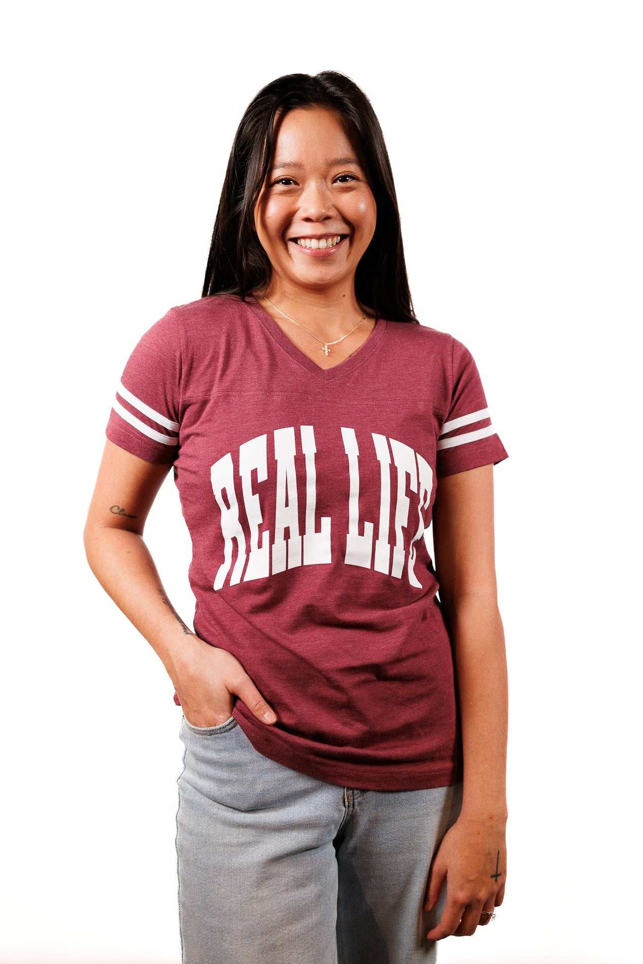 Real Life Vintage Women's Tee (Burgundy)